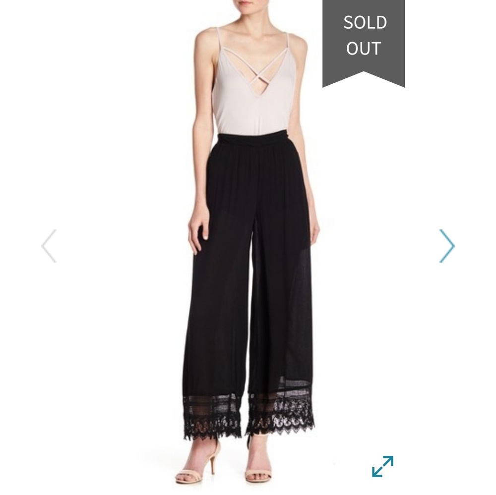 Lush Crochet Hem Pants in Cream
